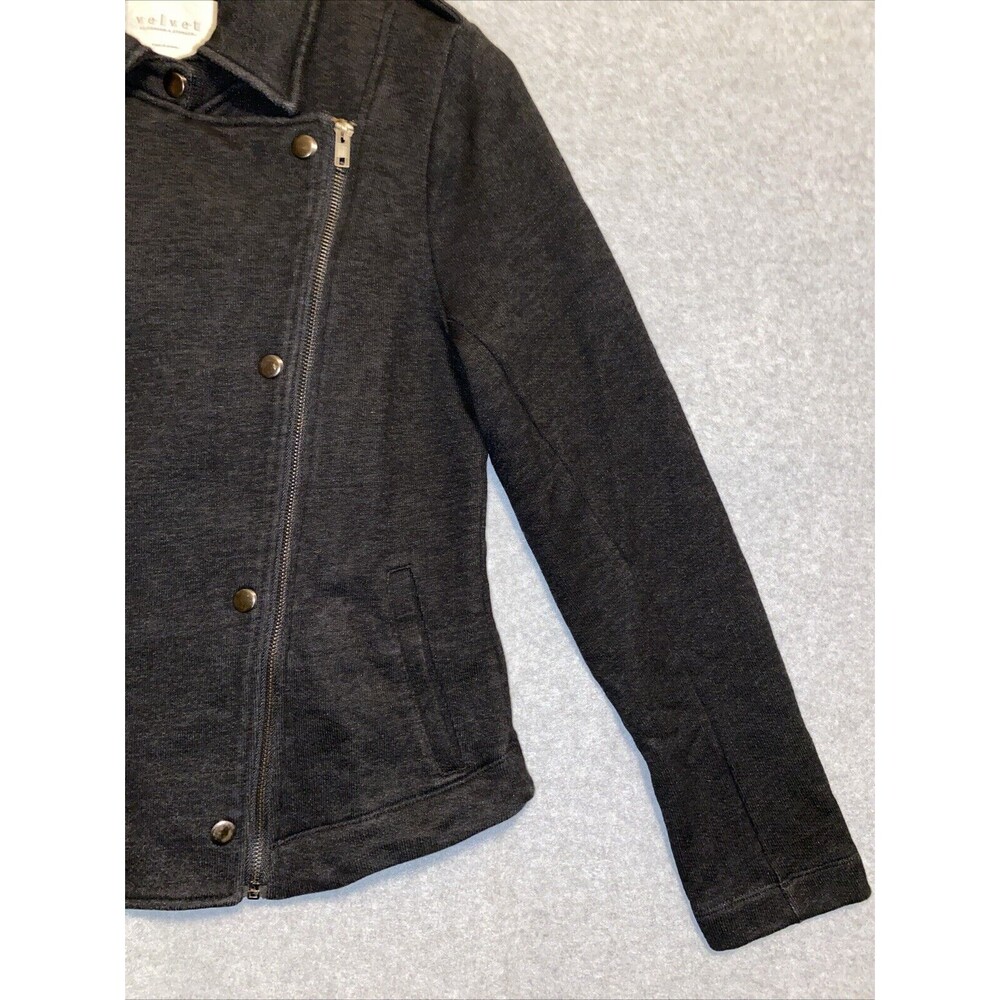 Velvet by Graham &‎ Spencer Jacket Size Small Black Military Moto Style Sweater - Picture 5 of 14